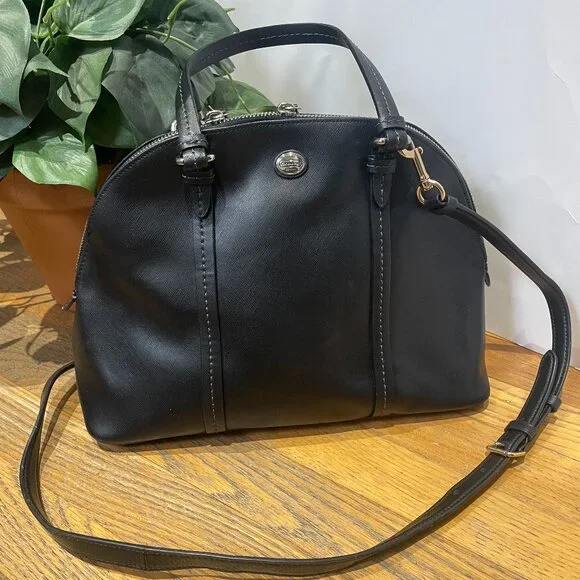 Coach Peyton Leather Black Cora Domed Satchel Model F25671. - Picture 1 of 16